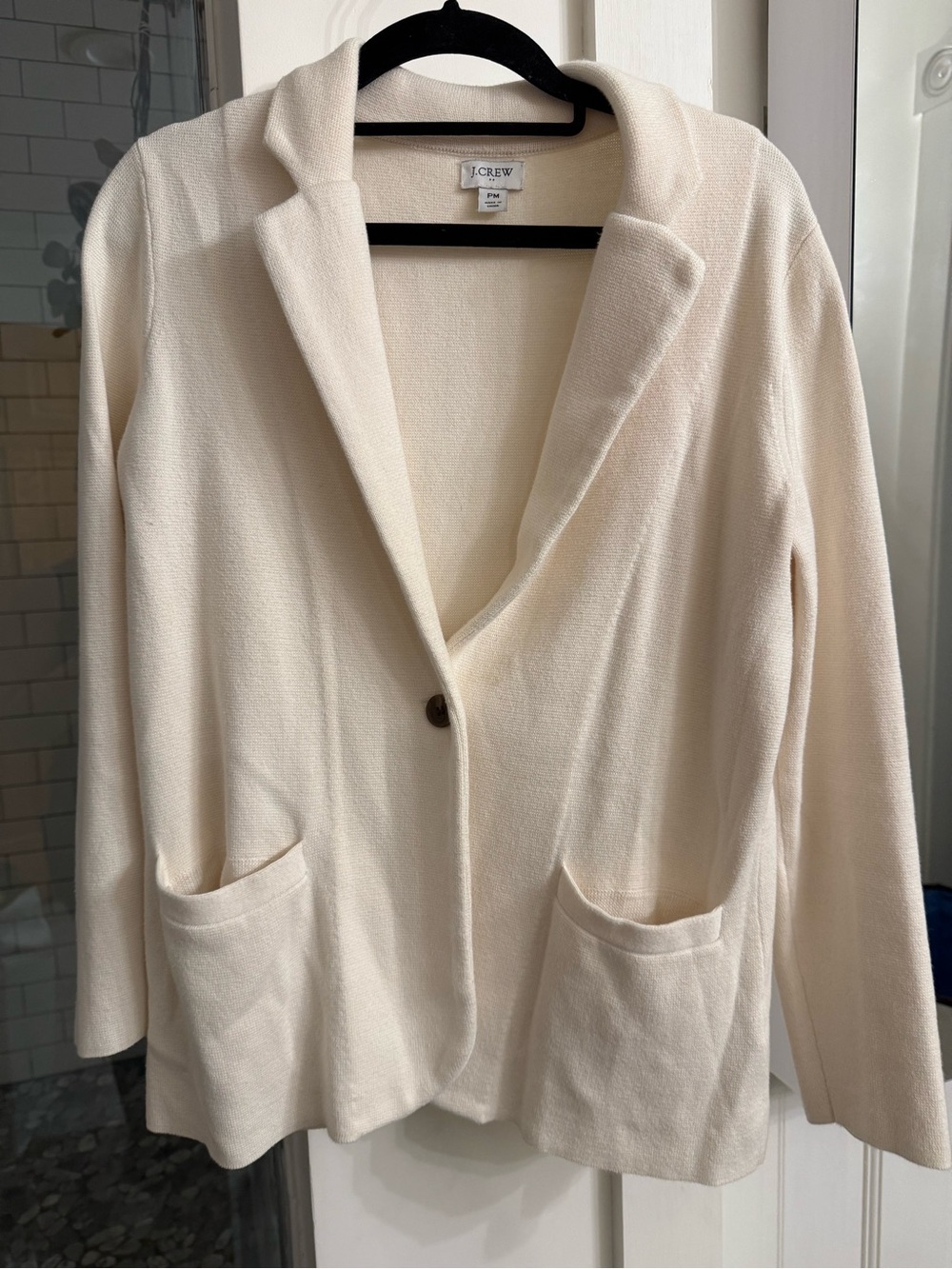 J. Crew Women's Cream Knit Blazer Jacket